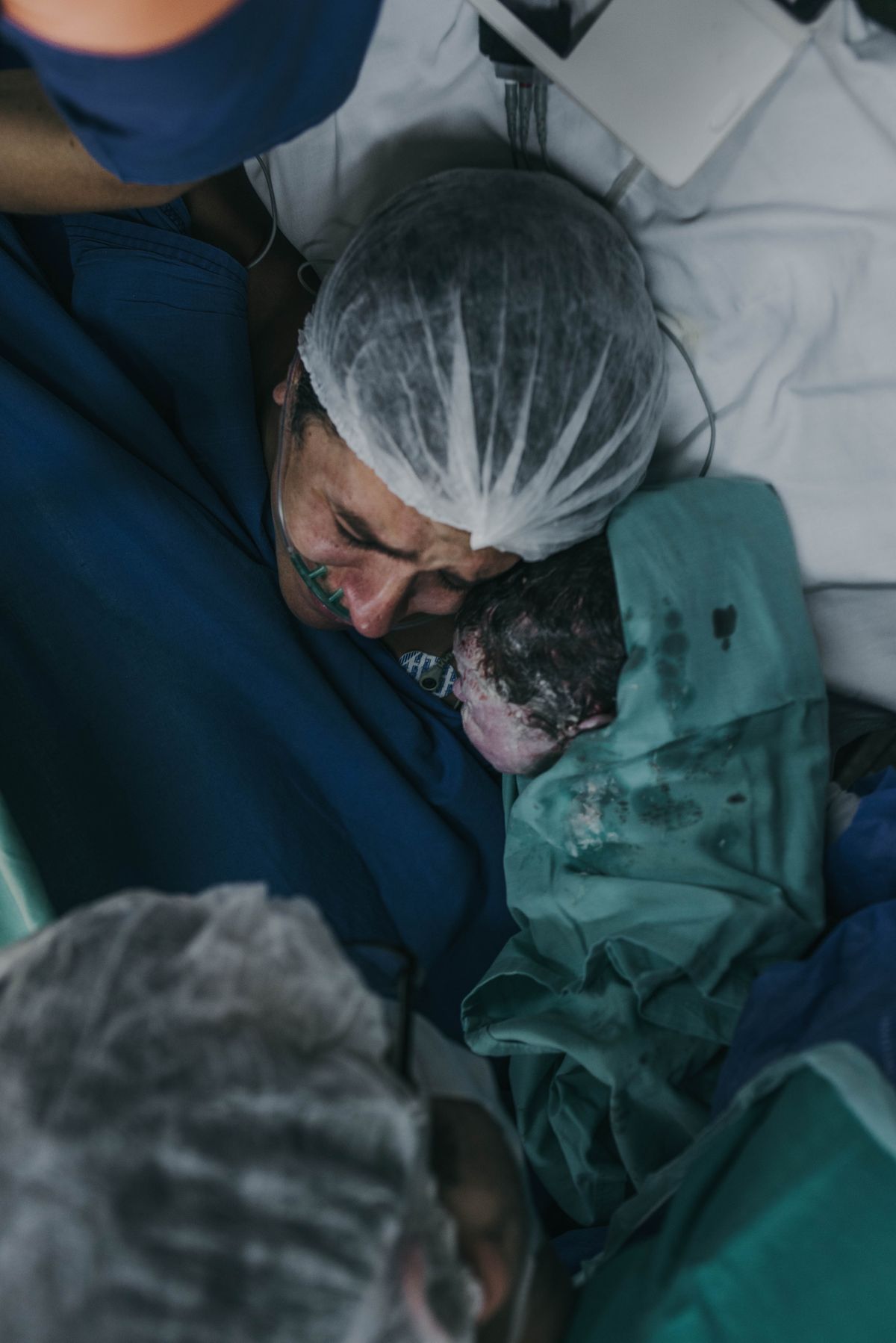 Mother and newborn in a maternity ward