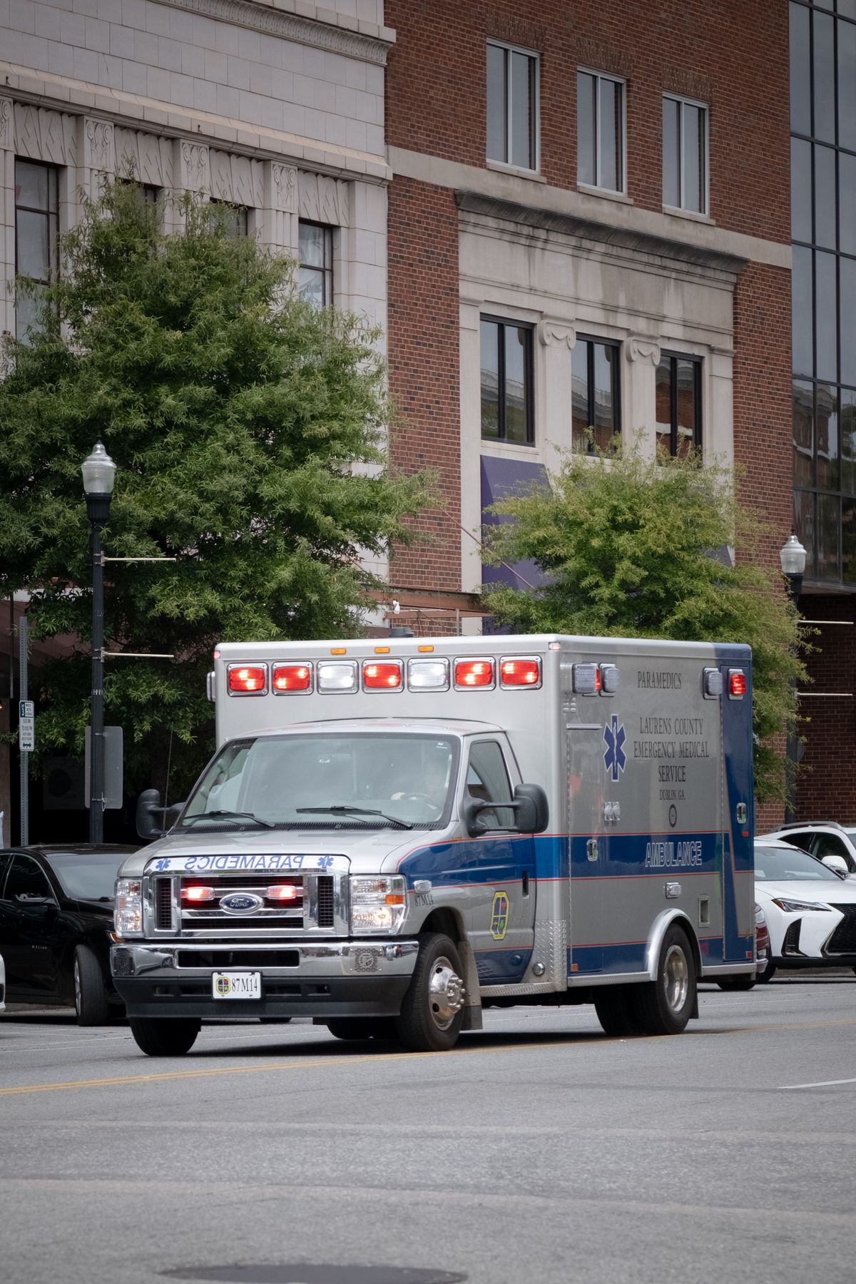 Ambulance at a hospital emergency entrance